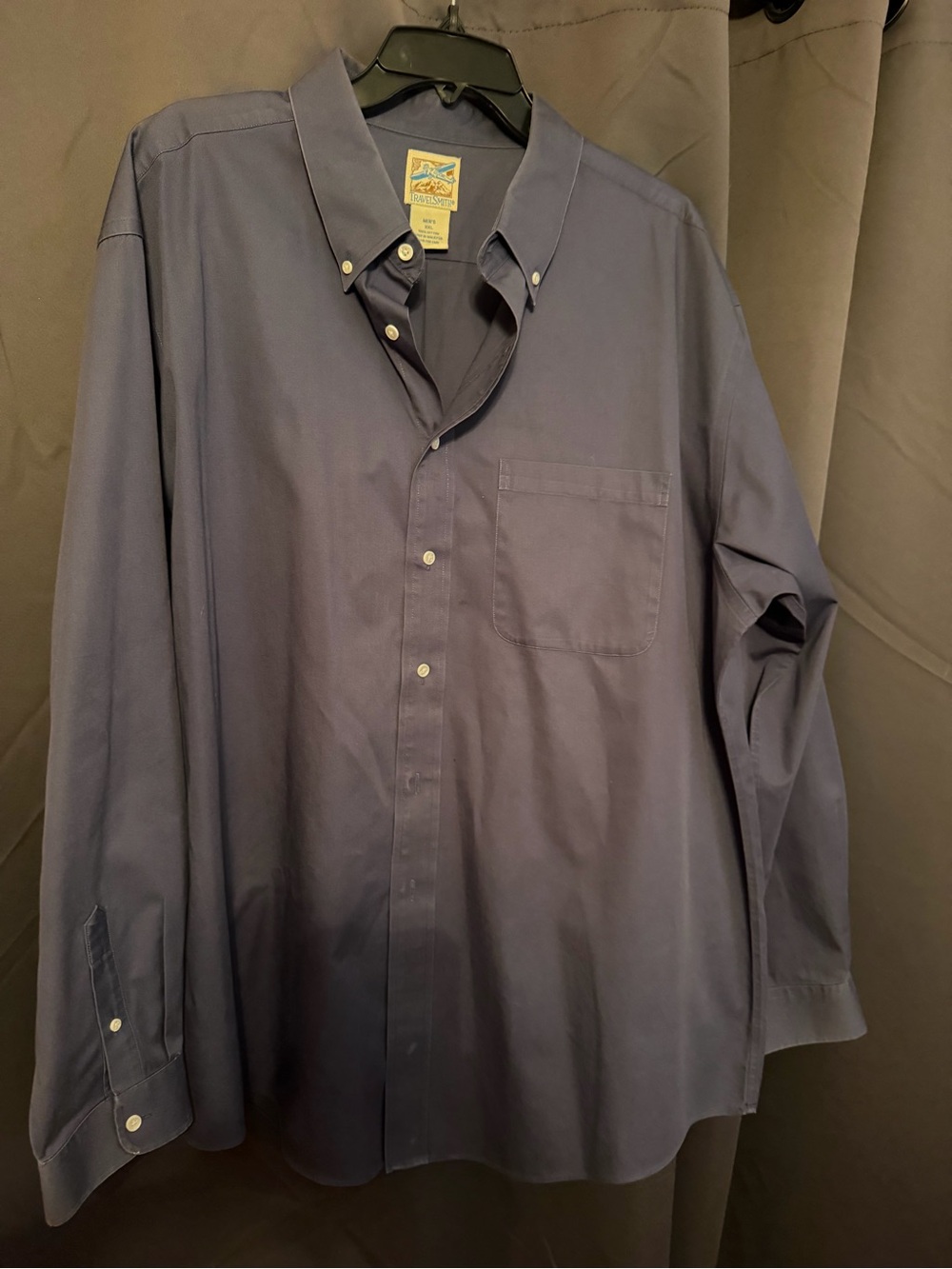 TravelSmith Men's Button-Down Dress Shirt in Slate Blue